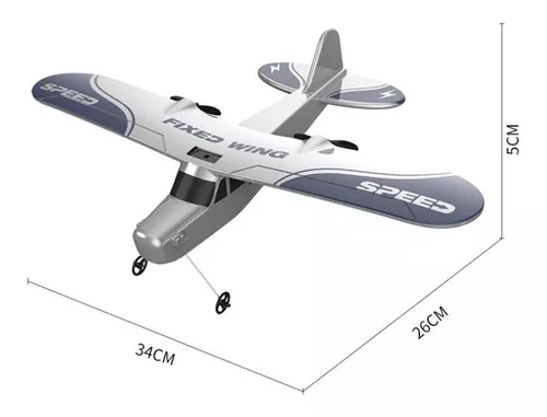 Avião de Controle Remoto com Bateria e Hélice para Crianças e Adultos,  VOLANTEXRC 7622, Branco e Azul - Dular