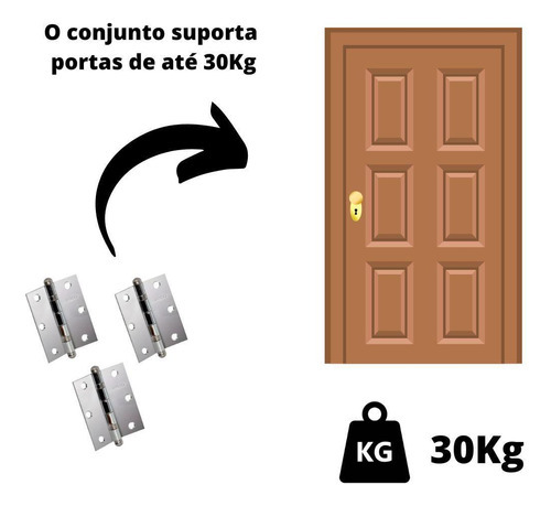 Kit Fechadura Dobradiça Olho Mágico Porta Externa Cromado
