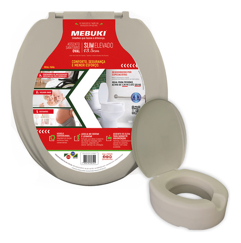 Mebuki Asiento elevado de 13,5 cm color gris