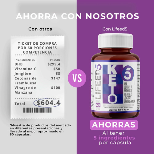 Imagen 7 de 7 de Lifeed Keto Bhb Cetonas Vitamina C Jengibre Vinagre Manzana