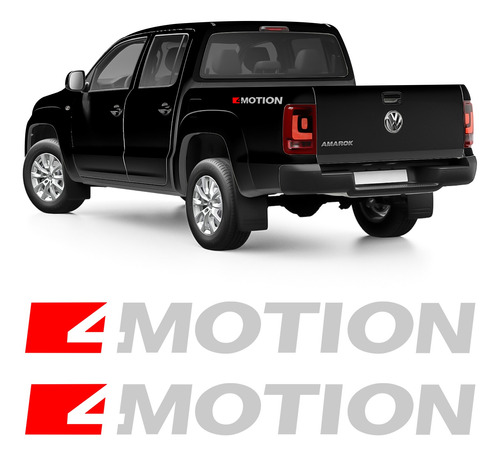 Par Adesivo 4motion Amarok 2017 A 2020 Lateral Emblema Prata