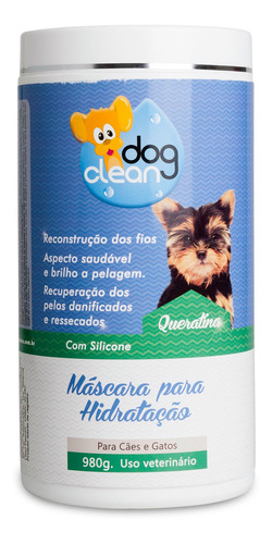 Máscara Pet Queratina Reconstrutora Dog Clean 980g Cão Gato