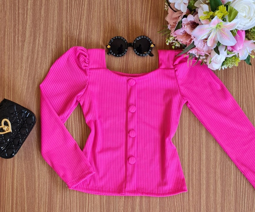 Imagem 5 de 8 de Roupa Infantil Blusa Menina Manga Princesa Minidiva Novidade