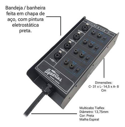 Medusa 8 Vias Com 4 Direct Box Cabos Aquarius - 40 Metros