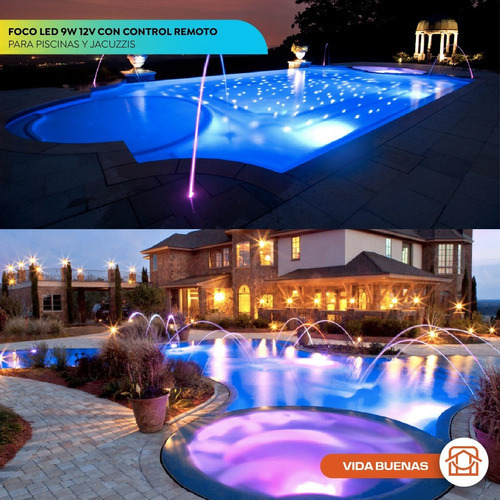 Foco Piscina 9w Mando A Distancia Lámpara Led Subacuática