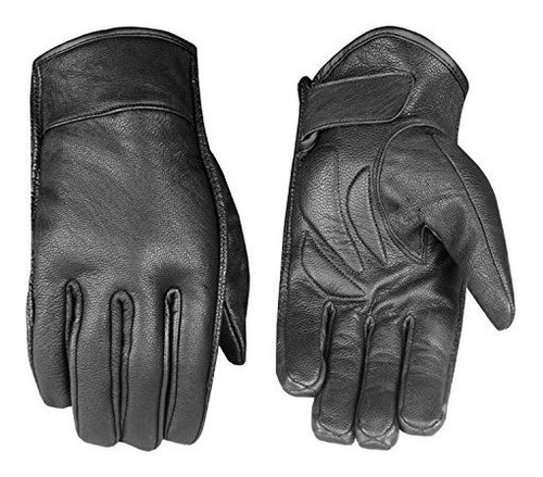 Guantes De Moto Cuero Negro Premium.