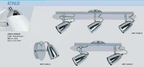 Imagen 2 de 2 de Aplique Konus Techo Cocina Baño 3 Luces Apto Led Platil