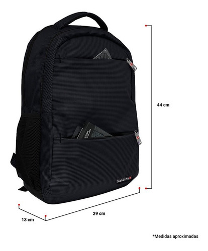 Mochila De Poliester Techzone Warrior Laptop 15.6puLG Ne /vc Color Negro