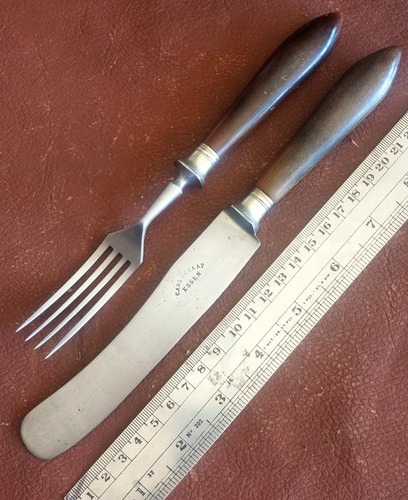 Juego Antiguo Cuchillo Y Tenedor Alemán Carl Schaaf Essen