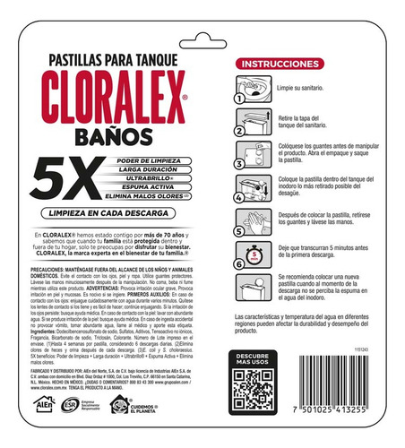 Cloralex Baños Pastillas Blancas Para Tanque 160gr