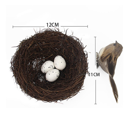 Naturaleza Nido De Pájaro Artificial Con Huevos Jaula Gris