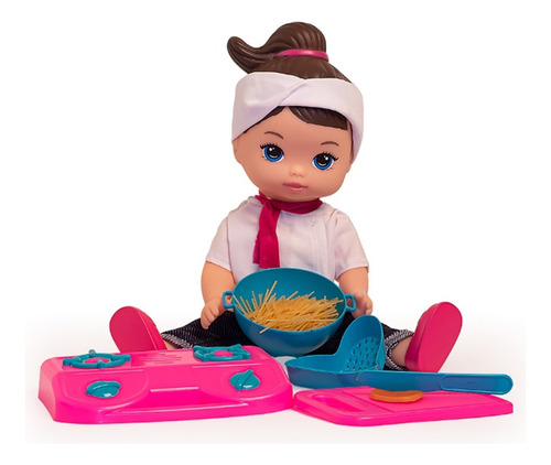 Boneca Hannah Chef Cozinheira Infantil C/ Fogão E Acessórios