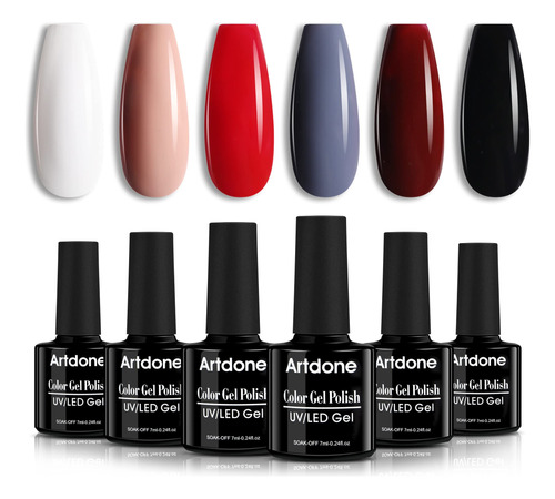 Artdone Juego De Esmaltes De Uas De Gel, 6 Colores, Color Nu