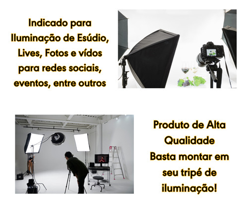 Softbox 50x70cm Com Difusor E Grid Com Soquete E27