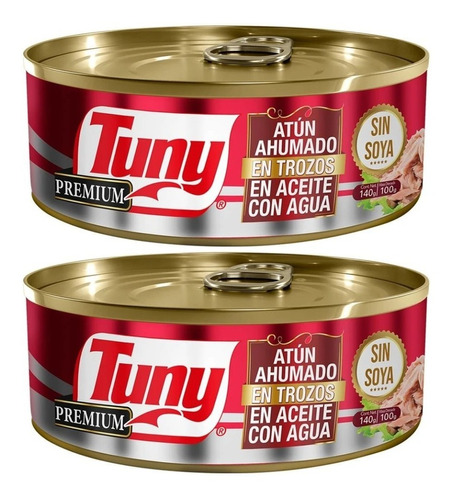 2 Atún Tuny Premium Ahumado En Aceite Y Agua 140 Gr C/u