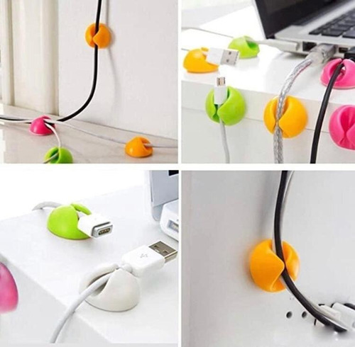 Imagen 2 de 3 de Organizador De Cables Con Pega De Escritorio Pack