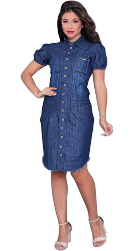 Vestido Feminino Chemise Jeans, Moda Evangélica, Lançamento!