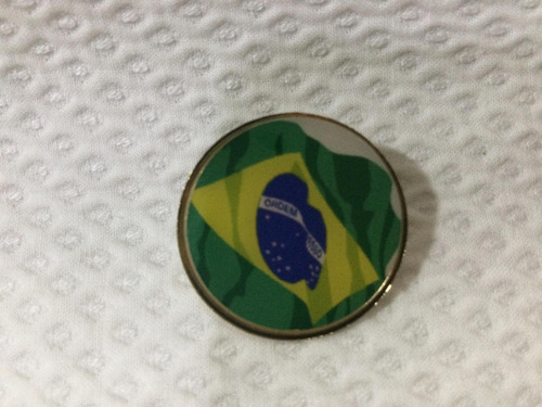 Botton Bandeira Do Brasil Anos 80 Aço Dourado Não Escurece