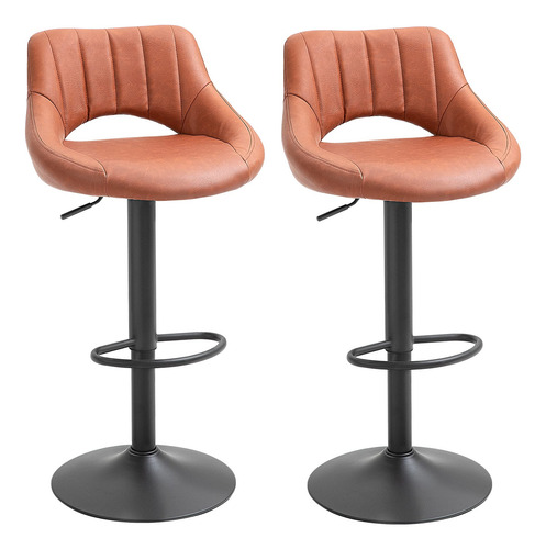 Homcom Juego De 2 Taburetes De Bar Sillas Giratorias De