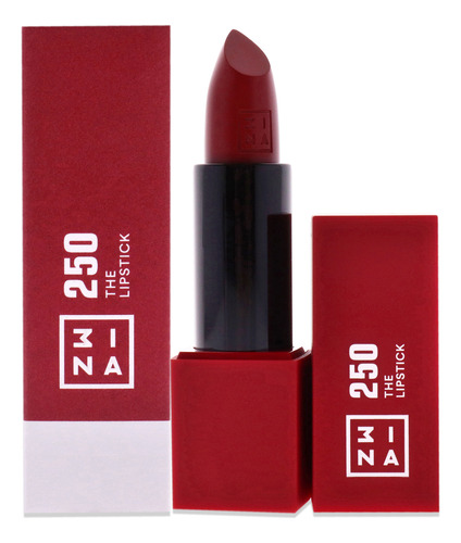 Lápiz Labial 3ina 250, Color Rojo Oscuro Cálido, Acabado Mat
