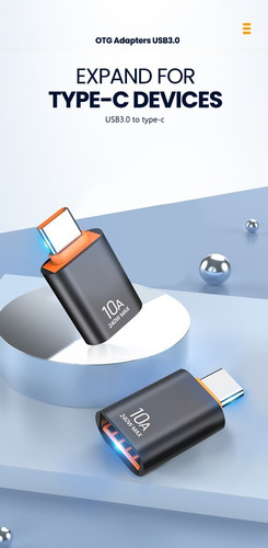 Imagen 9 de 10 de Adaptador Otg Usb Hembra A Usb C 10a 240w Max Usb 3.0