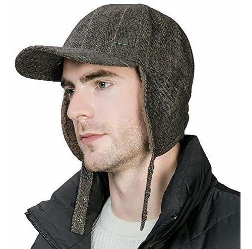 Jeff Amp; Aimy Herringbone Tweed Wool Mens Winter Hat N9c2f