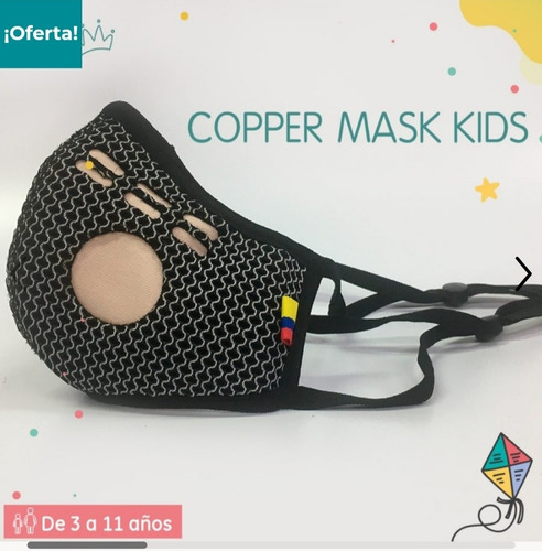 Tapaboca Máscara Reutilizable Para Niños Hilado De Cobre