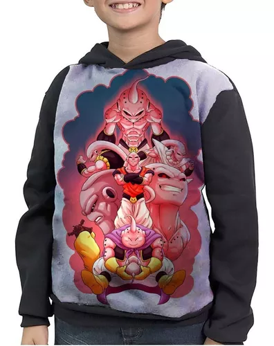Blusa de Frio Moletom Full Dragon Ball Majin Boo Desenho com Capuz