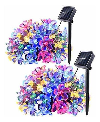 Juego De 2 Luces Solares De 9,5 M 50 Leds De Flores De Cerez