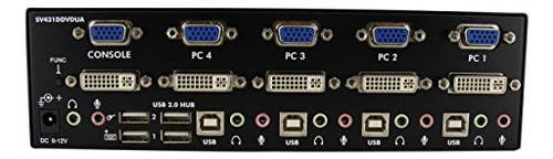 Startech.com Conmutador Kvm Usb De 4 Puertos Dvi Vga Con Dob