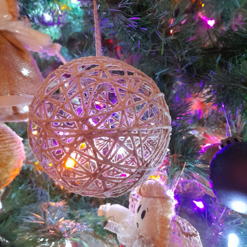 12 Esferas Artesanales De Estambre Para Árbol Navidad