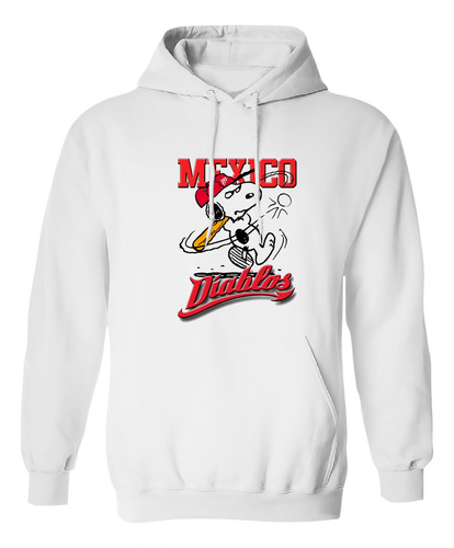 Sudadera Con Gorro Diablos Rojos De México Snoopy Beisbol