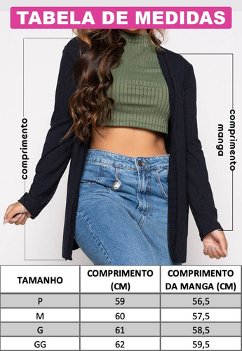 Imagem 7 de 10 de Casaquinho Canelado Moda Feminina Inverno Aberto Malha