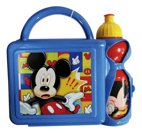 Set Lonchera Porta Sándwich + Botella Mickey Mouse Libre Bpa