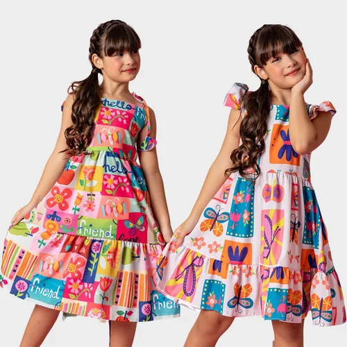 comprar Kit Roupa Infantil Vestido Menina Moda Evangelica Casual
