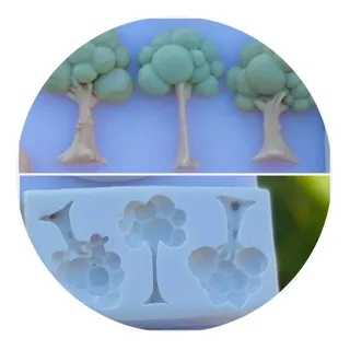 Molde De Silicone 3 Mini Arvores