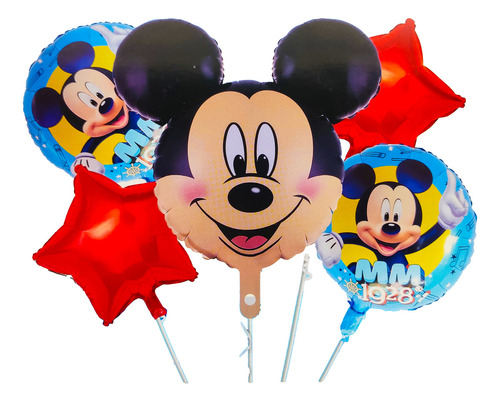 Bouquet Globos Cabeza De Mickey Mouse Rojo Decoración Niño