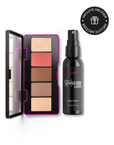 Imagen 1 de 1 de Set Paleta Contorno De Rostro + Spray Fijador De Maquillaje