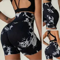 Comprar Shorts Deportivos De Tie Dye De Cintura Ancha - Ropa Gym
