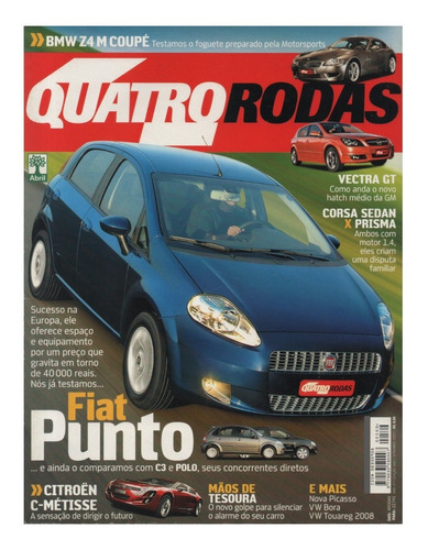 Quatro Rodas Nº569 Punto Vectra Gt Bmw Z4 M Coupe Prisma C3