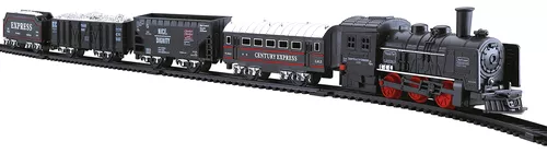 FERRORAMA TREM CLASSICO COM CONTROLE REMOTO SEM FIO MAQUINA LOCOMOTIVA  GRANDE COM VAGOES E 460CM DE