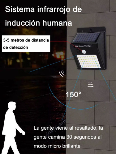 Lámpara De Luz Solar Impermeable Exterior De Pared Led 4pzs