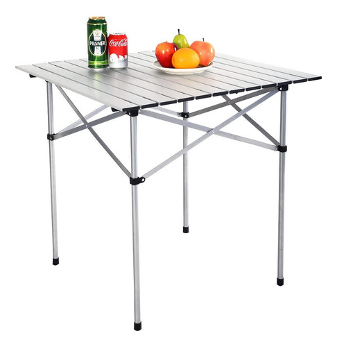 Mesa Plegable Enrollable De Aluminio 70x70 Calidad Superior