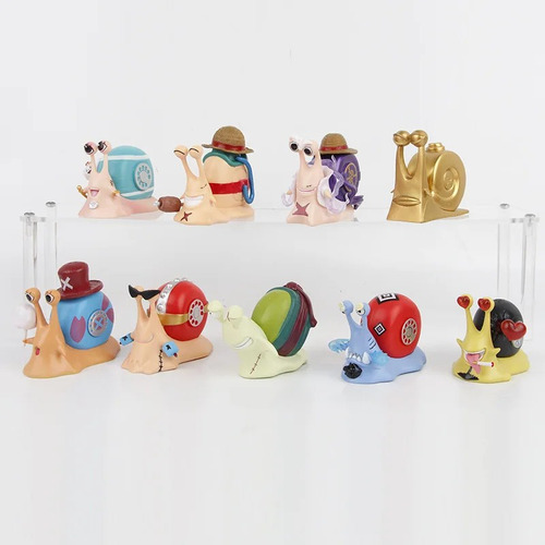 Figura One Piece Set X9 Den Den Mushi Mugiwaras Anime Pvc