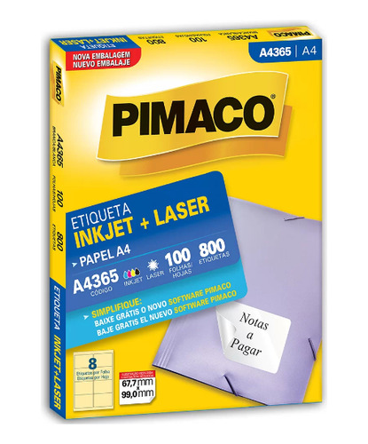 Etiqueta Pimaco Inkjet+laser Branca A4 365