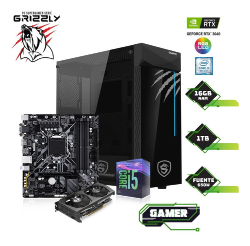 Imagen 2 de 9 de Pc Supergamer Grizzly Teal Geforce Rtx3060 I5 16gb 1tb+256gb