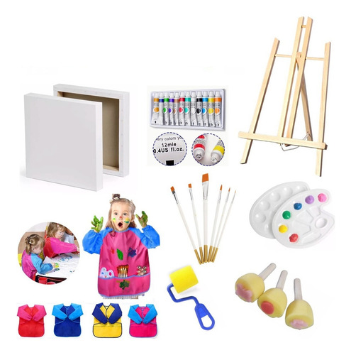 Set De Arte Para Niños Kit Para Pintar Atril Pintura Artisti