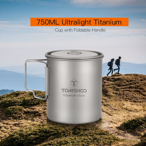 Copo De Titânio Tomshoo Ultralight 750ml Portátil Ao Ar Livr