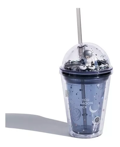 LED Vaso Termo De Astronauta Con Popote Y Tapa 450ML (60 Pieces)