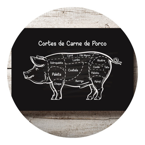 Placa Decorativa Churrasco Cortes Brasileiros De Porco 20x30